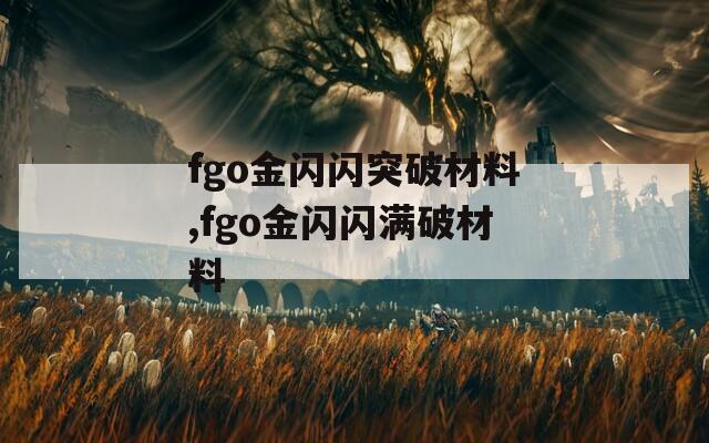 fgo金闪闪突破材料,fgo金闪闪满破材料