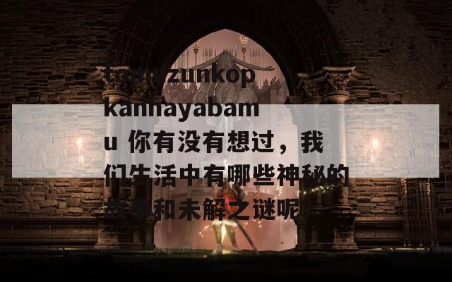 tomuzunkopkanhayabamu 你有没有想过，我们生活中有哪些神秘的故事和未解之谜呢？