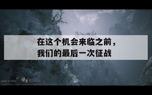 在这个机会来临之前，我们的最后一次征战