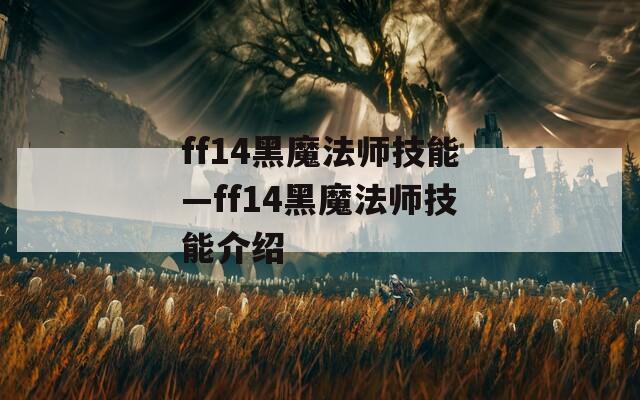 ff14黑魔法师技能—ff14黑魔法师技能介绍