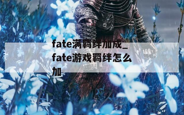fate满羁绊加成_fate游戏羁绊怎么加