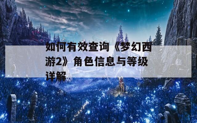 如何有效查询《梦幻西游2》角色信息与等级详解